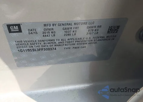 2015 Chevrolet Malibu Ls z USA, uszkodzony, nr VIN 1G11B5SL3FF300374